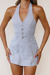 Happiness Found Halter Romper Blue