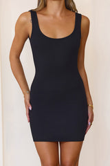 Base Luxe Rib Scoop Back Cami Mini Dress Black