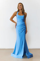 Hazy Nights Halter Maxi Dress Blue