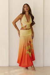 Starlit Petal Halter Top Yellow