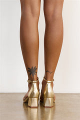 Rae Heel Sandals Gold Leather