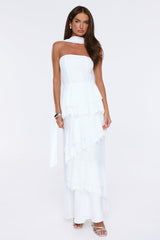 Special Occasion Strapless Maxi Dress White