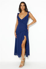 Chasing Seasons Frill Maxi Dress Navy