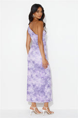 Make A Commotion One Shoulder Mesh Maxi Dress Purple