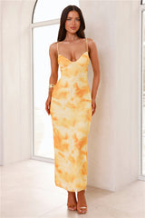 Beachside Chic Mesh Maxi Dress Yellow