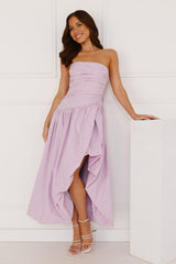 Wedded Romance Strapless Bubble Midi Dress Lilac