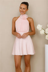 Infinite Charm Halter Mini Dress Pink