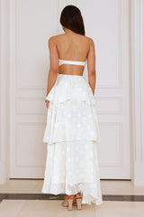 Frost Flare Strapless Maxi Dress White