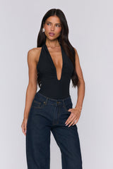 Confident Vibe Halter Bodysuit Black