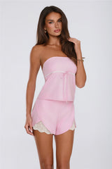 Love Bug Gingham Strapless Top Pink