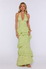 Daydream Hour Halter Maxi Dress Lime