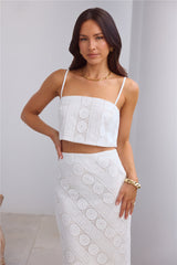 Island Calm Embroidered Crop Top White