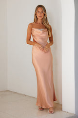 Events Of Class Satin Maxi Dress Peach