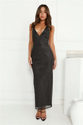 Sparks Fantasy Sequin Maxi Dress Black