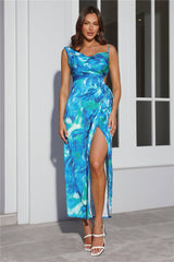 You'Re For Me Satin Maxi Dress Blue