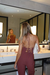 Clean Slate Tailored Halter Top Brown