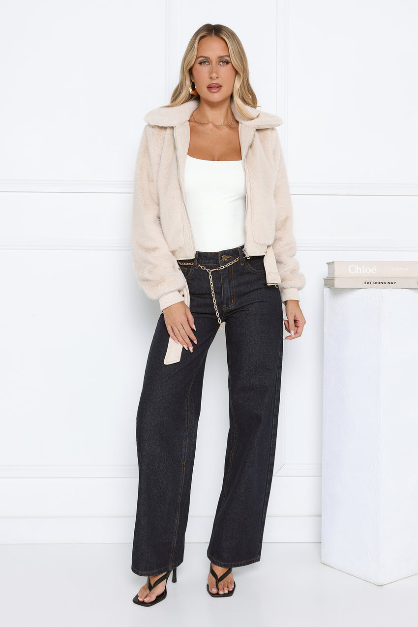 Plush Princess Faux Fur Jacket Cream