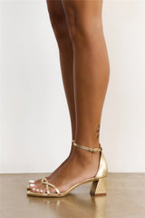 Rae Heel Sandals Gold Leather