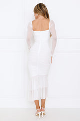 Dreamy Collection Mesh Long Sleeve Maxi Dress White