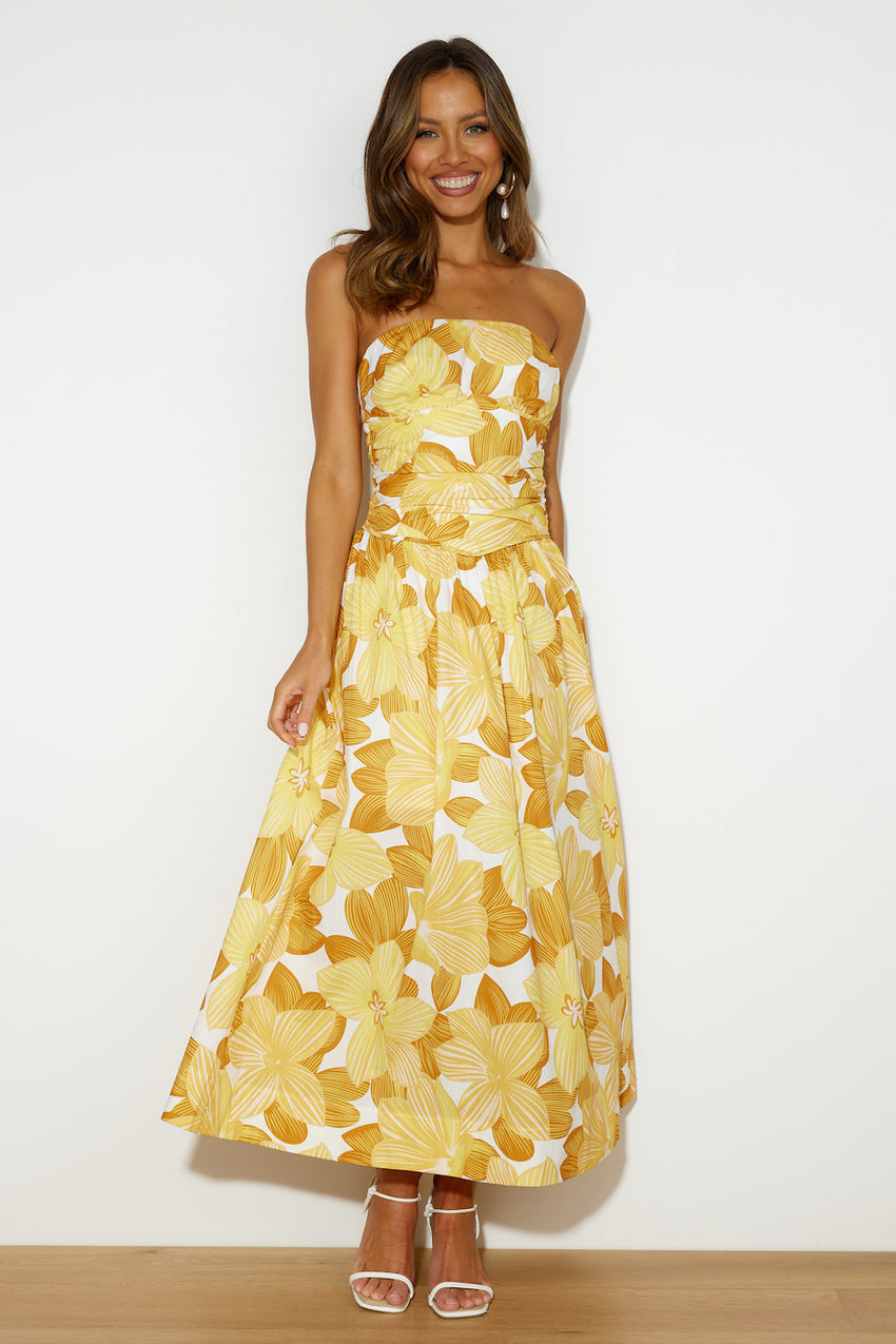 Field Of Sunflowers Midi Dress Yellow