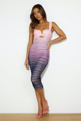 Highlights Mesh Midi Dress Pink
