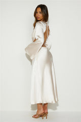 All About You And Me Satin Maxi Dress Champagne