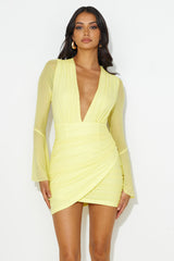 Going The Right Way Mesh Mini Dress Yellow