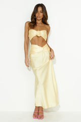 You'Re The Vip Satin Maxi Skirt Yellow