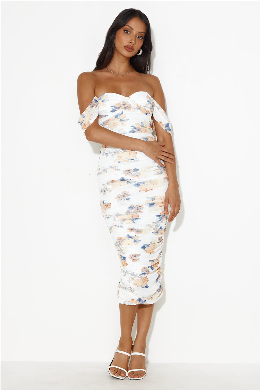 Elevating Fit Mesh Midi Dress White