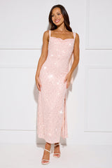 Chandelier Sparkle Sequin Maxi Dress Peach