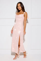 Chandelier Sparkle Sequin Maxi Dress Peach