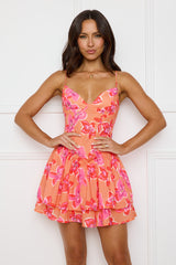 Floral Freshness Mini Dress Orange