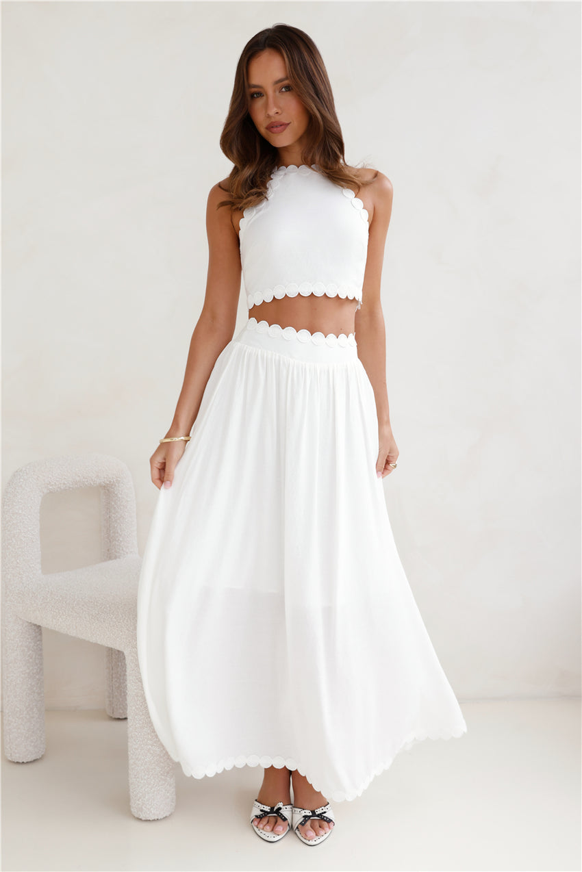 Linked Together Maxi Skirt White