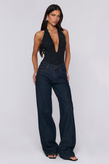 Confident Vibe Halter Bodysuit Black