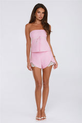 Love Bug Gingham Strapless Top Pink
