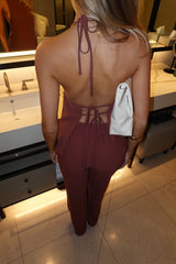 Clean Slate Tailored Halter Top Brown
