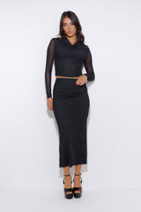 Trends In The City Mesh Maxi Skirt Black